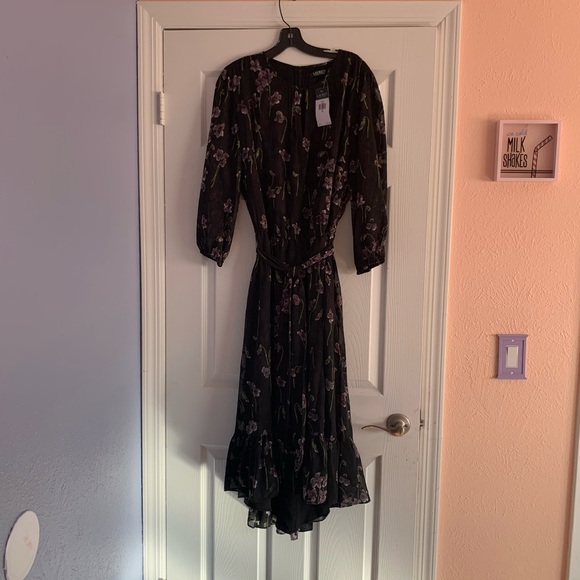 RALPH LAUREN Black Floral Print Jacquard Dress - Picture 3 of 8